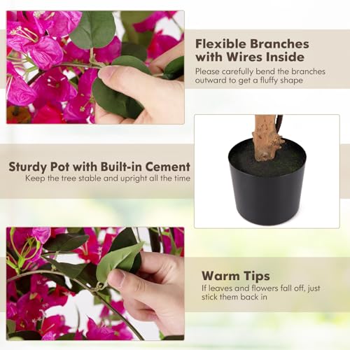 Product: Goplus 53” Bougainvillea Artificial Tree, 2 Pack Faux Silk Flower Tree in Pot w/ 576 Flowers, 288 Leaves, Tall Fake Floor Plant, Artificial Plants for Indoor Outdoor Bedroom Living Room Decor