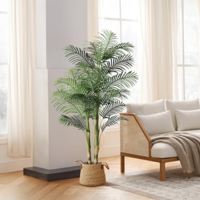 Silky Flower Store Artificial Golden Cane Palm Tree, 6FT Dense Lifelike Faux Indoor Plant, Home Office Apartment Decor, 6FT 8 8 Product: Kazeila Artificial Plants Indoor - 6FT Fake Golden Cane Palm Tree with Dense Lifelike Foliage - Perfect for Home, Office & Apartment Decor