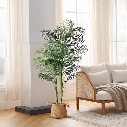 Silky Flower Store Artificial Golden Cane Palm Tree, 6FT Dense Lifelike Faux Indoor Plant, Home Office Apartment Decor, 6FT 1 1 Product: Kazeila Artificial Plants Indoor - 6FT Fake Golden Cane Palm Tree with Dense Lifelike Foliage - Perfect for Home, Office & Apartment Decor