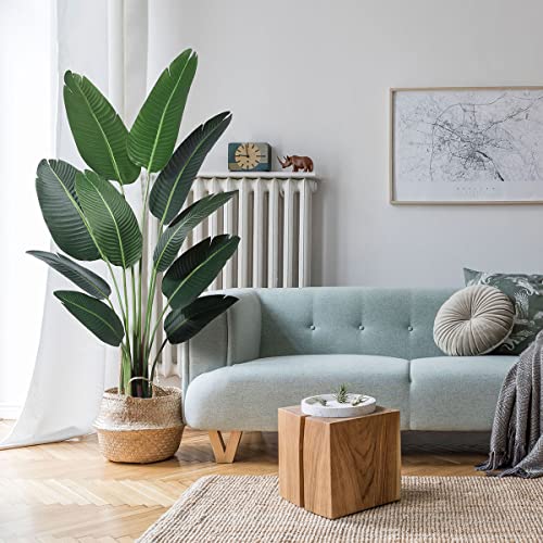 Product: Ferrgoal Artificial Bird of Paradise Plants 5Ft Fake Tropical Palm Tree with 10 Trunks in Pot and Woven Seagrass Belly Basket Perfect Faux Plant for Home Indoor Outdoor Office Modern Decor Green