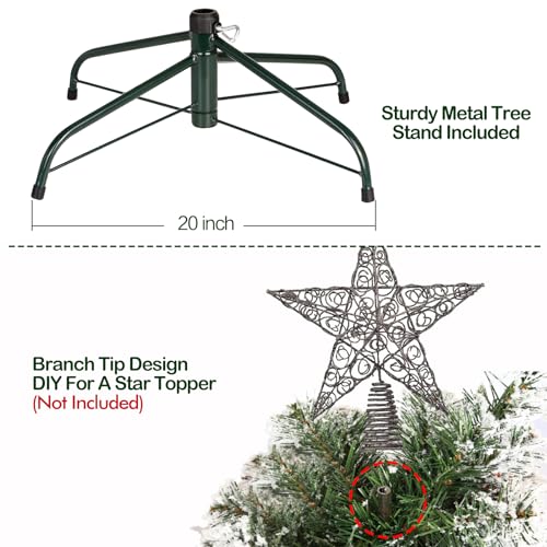 Silky Flower Store Artificial Christmas Tree Snow Flocked Pine Cones 764 Tips Hinged Branches Metal Stand 6.5 ft 4 4 Product: Hykolity 6.5 ft Snow Flocked Artificial Christmas Tree with Pine Cones, 764 Tips, Metal Stand and Hinged Branches