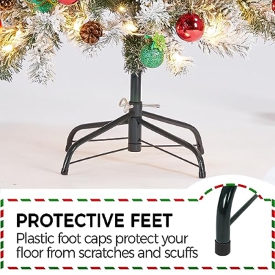Product: Yaheetech 6ft Pre-lit Snow Flocked Christmas Tree, Premium Hinged Artificial Pine Tree w/ 250 Colorful LED Lights and 564 Branches Tips, Prelit Slim Pencil Christmas Tree w/Metal Stand White