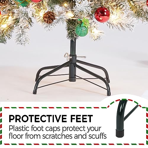Product: Yaheetech 6ft Pre-lit Snow Flocked Christmas Tree, Premium Hinged Artificial Pine Tree w/ 250 Colorful LED Lights and 564 Branches Tips, Prelit Slim Pencil Christmas Tree w/Metal Stand White