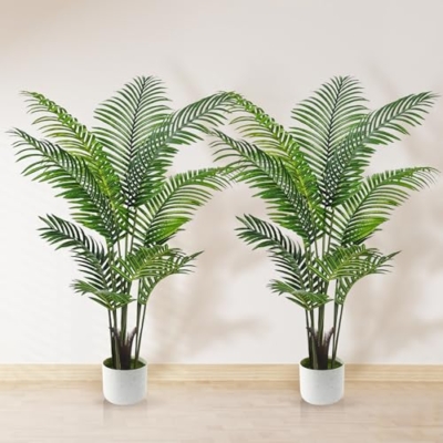 Product: Artificial Palm Tree 4FT, Suntee Fake Tree with White Tall Planter 2 Pack, Faux Tropical Areca Floor Plant in Pot, Artificial Silk Plant for Home Office Living Room Decor Indoor
