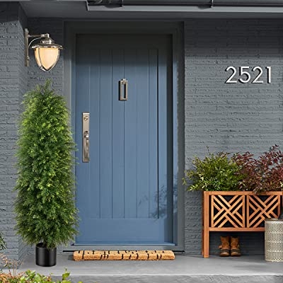 Product: YEMMEN 2 Pack 5ft Artificial Cedar Topiary Trees, Outdoor Artificial Plants for Front Porch Décor, Artificial Shrubs Fake Plants Uv Rated Potted Plants for Outdoor, Indoor, Front Door, Office.