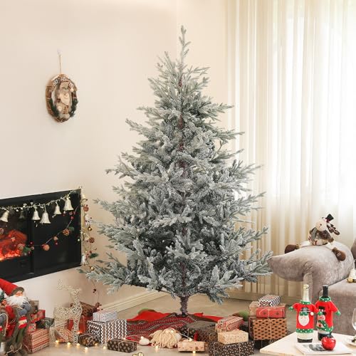 Silky Flower Store HOMCOM 6ft Nordic Pine Artificial Christmas Tree, 795 Snow Flocked Tips, Hinged Metal Stand, 53in x 71in 1 1 Product: HOMCOM 6ft Nordic Pine Artificial Christmas Tree with 795 Snow Flocked Tips, Foldable Metal Stand, Easy Assembly, Hinged Xmas Tree for Home Office Holiday