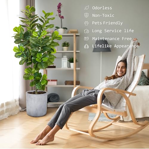 Product: KOL 6.2ft 2-Pack Artificial Fiddle Leaf Fig Trees, 74.8’’ Tall Fake Ficus Lyrata Plants, Faux Greenery for Home, Office, Living Room, Indoor & Outdoor Decoration, Housewarming Gift