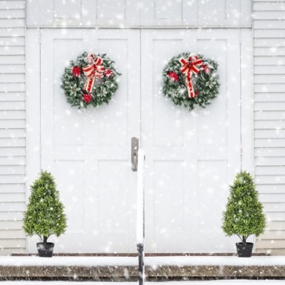 Product: Azoco 30" Artificial Boxwood Topiary Trees Outdoor Set of 2 - UV Resistant Faux Plants for Front Porch Outside Planter, Realistic Fake Cone-Shaped Bushes & Evergreen Shrubs