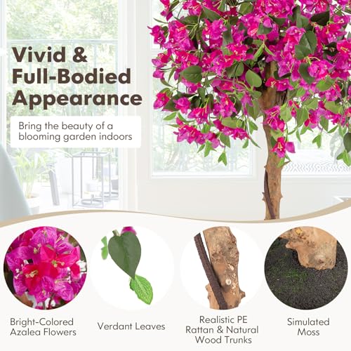 Product: Goplus 53” Bougainvillea Artificial Tree, 2 Pack Faux Silk Flower Tree in Pot w/ 576 Flowers, 288 Leaves, Tall Fake Floor Plant, Artificial Plants for Indoor Outdoor Bedroom Living Room Decor