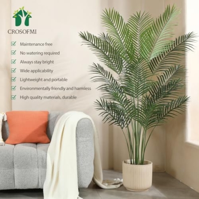 Product: Artificial Areca Palm Plant 6Ft Fake Tropical Palm Tree, Perfect Faux Dypsis Lutescens Plants in Pot for Indoor Outdoor House Home Office Garden Modern Decoration Housewarming Gift,2Pcs