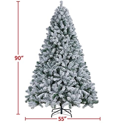 Silky Flower Store Premium Snow Flocked Artificial Christmas Spruce Tree, 1284 Branch Hinged PVC Foliage, Metal Stand, 7.5ft 15 15 Product: Yaheetech 7.5ft Premium Snow Flocked Hinged Artificial Christmas Fake Spruce Full Tree for Home Office Party Decoration with 1284 Branch White Snow Tips and Metal Stand
