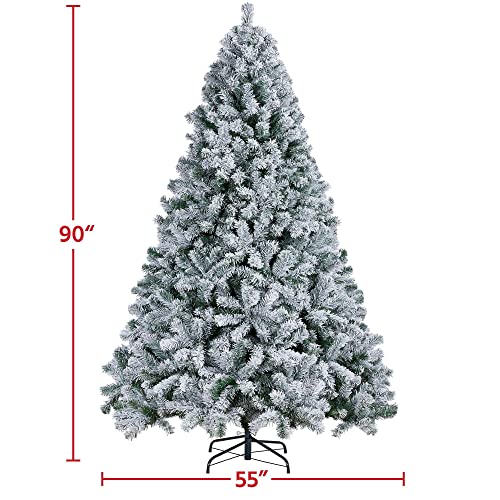 Silky Flower Store Premium Snow Flocked Artificial Christmas Spruce Tree, 1284 Branch Hinged PVC Foliage, Metal Stand, 7.5ft 6 6 Product: Yaheetech 7.5ft Premium Snow Flocked Hinged Artificial Christmas Fake Spruce Full Tree for Home Office Party Decoration with 1284 Branch White Snow Tips and Metal Stand