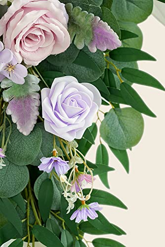 Silky Flower Store Purple Wedding Arch Flowers Kit, 3 Pack, White Draping Fabric, Dusty Lilac Floral Garlands, 26Ft 7 7 Product: Ponatia Purple Wedding Arch Flowers Kit - 3 Pack with 26Ft White Draping Fabric & Dusty Lilac Floral Garlands for Stunning Ceremony & Reception Decor
