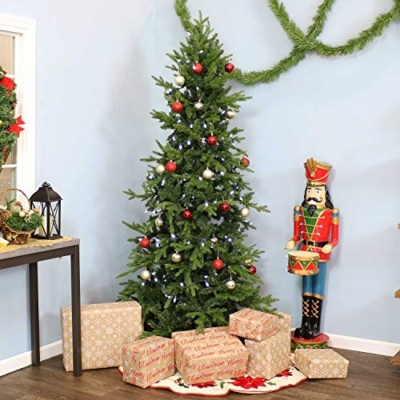 Silky Flower Store Artificial Christmas Tree, Slim Unlit Indoor Christmas Tree with Stand, 7 ft 46 in Diameter 13 13 Product: Sunnydaze Stately and Slim Artificial Christmas Tree - Unlit - Indoor Use Only - Includes Stand - Traditional Design - 7 ft