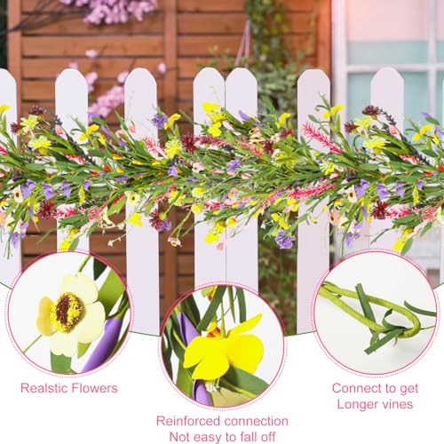 Product: Hotop 6 ft Artificial Wildflower Garland, Daisy and Lavender Faux Floral Vine Summer Spring Floral Fake Garland for Baby Shower Wedding Mantle Table Centerpiece Decor(2 Pcs)