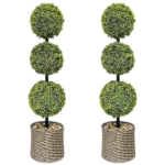 Product: ChrisXiao 3ft Artificial Triple Ball Boxwood Topiary Tree Set of 2, Artificial All Year Green Fake Plant Ball Trees, UV-Resistant Indoor/Outdoor Porch Decor with Sturdy Pot