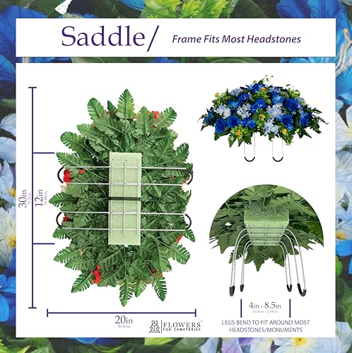 Silky Flower Store Sympathy Silks Artificial Cemetery Flowers, Blue Roses and Hydrangeas Headstone Saddle, 30 Headstone Flower Saddle 30cm 6 6 Product: Sympathy Silks 30" Headstone Flower Saddle Artificial Cemetery Flowers - Gravesite Flowers - Blue Roses and Hydrangeas