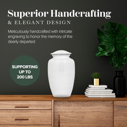 Silky Flower Store Large Cremation Urn for Ashes, Adult Memorial Urn, Secure Seal, Velvet Bag, C Pearl, 7x11 in 1 1 Product: Eternal Harmony Large Urn for Ashes, Adult Male & Female Cremation Vase for Human Ashes, Secure Seal & Velvet Bag, Funeral Vase for Men & Women Up to 200 lbs, 7x11” (Large, C Pearl)