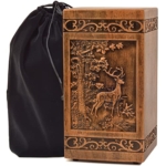 Product: KIMNAG Wooden Cremation Urn for Human Wood Ashes Decorative Box Funeral Urns for Adult Male Female with Satin Bag Burial or Memorial Keepsake (Deer(XL) 250lbs)