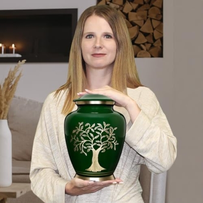 Product: Trupoint Memorials Cremation Urns for Human Ashes, Tree of Life Decorative Burial Urn for Adult Men and Women, Large Dark Green