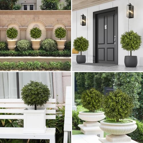 Silky Flower Store Artificial Boxwood Topiary Tree, Faux Potted Shrub, Green Indoor Outdoor Decor, 60cm x 40cm 5 5 Product: Veryhome Artificial Topiary Boxwood Trees 1 pc, 23.6inch Artificial Potted Shrubs, Faux Ball Plants in Pot for Indoor and Outdoor, Home, Garden Decor(Green)