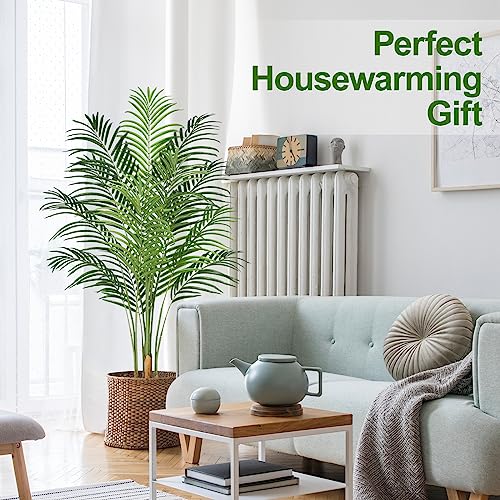 Product: Keeplush 5ft Artificial Palm Tree Indoor Plant Tall Fake Tropical Paradise Palm Tree in Pot with Real Bark Design Faux Areca Palm Tree for Home Office Living Room Bedroom Farmhouse Modern Decor 2pcs