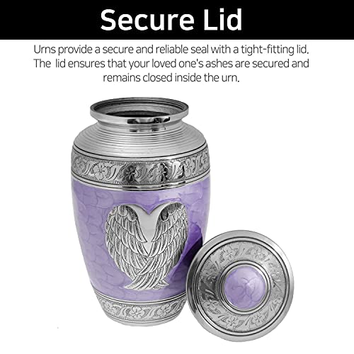 Silky Flower Store Cremation Urn for Human Ashes, Handcrafted Decorative Angel Wing Purple Urn, Memorial Ashes Container, 20.5cm 1 1 Product: LETUSTO Cremation Urn for Human Ashes for Adults, Funeral Burial Handcrafted Decorative Urns with Velvet Bag for Easy Preservation and Portability (Angel Wing-Purple)