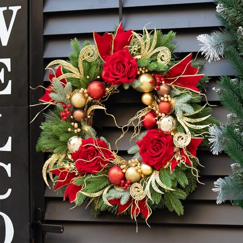 Silky Flower Store 24 Inch Christmas Wreath for Front Door, Outdoor Wreath with Lights, Pinecone, White Berries, Silver Ornaments, Yellow, 24in 4 4 Product: Christmas Wreath for Front Door–24Inch Outdoor Christmas Door Wreath with Lights,Xmas Wreath Classic Pinecone,White Berries and Silver Ornaments Design, Christmas Outdoor Wreath Decor (Yellow)