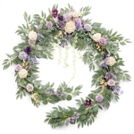 Product: Ling's Moment 9FT Flower Garland for Backdrop Decorations - Wedding Arch Flowers, Eucalyptus & Rose, Artificial Floral Garland for Mantel - Sweetheart Table Decor for Ceremony Reception, Lilac & Gold