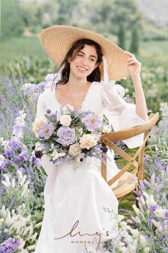 Silky Flower Store Purple Lavender Bridal Bouquet, Lilac Artificial Wedding Flowers, Free Form Bride Bouquet, 15 Inch 3 3 Product: Ling's Moment Purple Lavender Wedding Bouquets for Bride, Lilac Bridal Bouquets for Bride,15 Inch Free Form Artificial Wedding Flower Bouquet