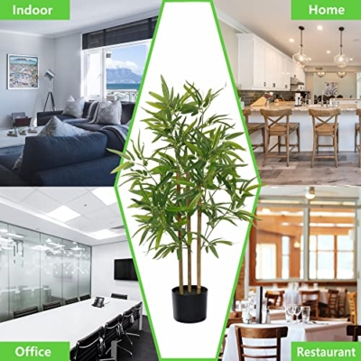 Product: SOFTFLAME 3ft Bamboo Artificial Tree, Faux Bamboo Plant, Artificial Plant with 3 Trunks, Ideal for Home Office Indoor Decoration