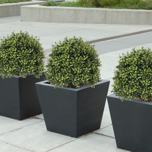 Product: Azoco 27“ Realistic Artificial Boxwood Topiary Trees Set of 2, Faux Boxwood Plants Outdoor UV-Resistant, No Maintenance Curb Appeal Fake Evergreen Bushes & Shrubs for Front Porch Outside Planter Decor