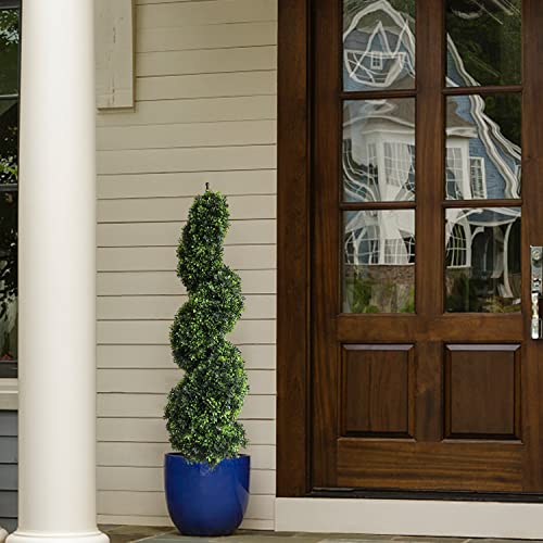 Product: 43.3 Inch Artificial Spiral Boxwood Topiary Trees, 2Pcs Faux Boxwood Plants Potted for Indoor Outdoor Decor