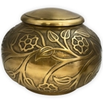 Product: Florence Antiqued Brass Adult Cremation Urn | Unique Funeral Urn with Raised Floral Pattern | Large