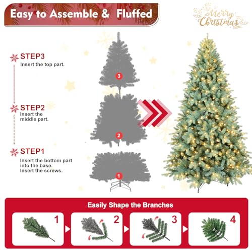 Product: 7.5FT Prelit Blue Artificial Christmas Tree - Premium Spruce with 2148 Branch Tips for a Festive Holiday Decor