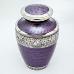 Product: Silver Engraved Cremation Urn for Human Ashes Adult Funeral Urn Handcrafted - Large Burial Urn for Human Ashes - Bag Included (7" x 7" x 10" - 200 bs or 90 kg, Pearl Purple)