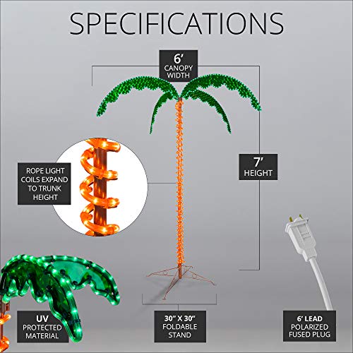 Product: LED Deluxe Rope Light Palm Tree - Green - 7' Deluxe LED Lighted Palm Tree
