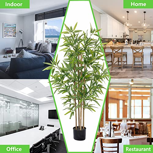 Product: Softflame 4ft Bamboo Artificial Tree, Faux Bamboo Plant, Real Touch Technology, Artificial Plant with 4 Trunks, Ideal for Home Office Indoor Decoration