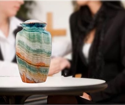 Silky Flower Store Memorial Cremation Urn for Human Ashes, Handcrafted Large Adult Burial Marble Finish, Blue Marsh, 10.5 x 6 in 10 10 Product: Memorial Cremation Urns for Human Ashes | Handcrafted Large Burial Marble Finish Adult Cremation Urn, Funeral Decorative Urns for Female & Male | 200 lbs with Velvet Bag (Blue Marsh)