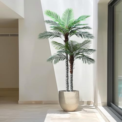 Product: Nafresh 8ft Tall UV Resistant Faux Palm Tree, 96in Artificial Palm Tree Indoor Outdoor, Fake Tree with Real Bark and Realistic Leaves and for Home House Office Living Room Yard Patio.