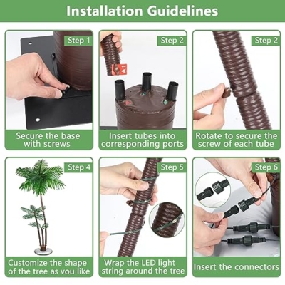 Silky Flower Store LED Illuminated Palm Tree, Waterproof Tropical Indoor Outdoor Decor, Warm White 8 Mode, 6FT 10 10 Product: PINPON 6FT LED Illuminated Palm Tree– Outdoor/Indoor Waterproof Fake Palm Tree Decor for Christmas, Tiki Parties, Poolside, Patio, and Tropical Themes