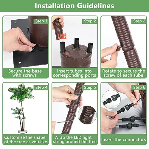 Silky Flower Store LED Illuminated Palm Tree, Waterproof Tropical Indoor Outdoor Decor, Warm White 8 Mode, 6FT 3 3 Product: PINPON 6FT LED Illuminated Palm Tree– Outdoor/Indoor Waterproof Fake Palm Tree Decor for Christmas, Tiki Parties, Poolside, Patio, and Tropical Themes