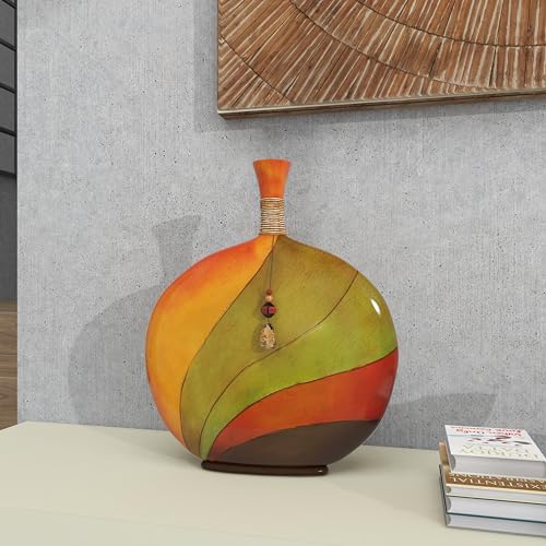 Product: Deco 79 Polystone Decorative Vase Centerpiece Vase with Crystal Accent, Flower Vase for Home Decoration 17" x 3" x 20", Multi Colored