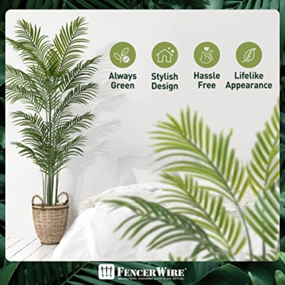 Product: Fencer Wire Artificial Palm Tree - 5/6/7 Feet Faux Dypsis Lutescens Potted Plant for Modern Home Office Decor, Perfect Housewarming Gift