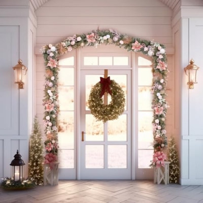 Product: WBHome Pre-lit 9 Feet/108 Inch Christmas Garland, Rose Gold Lighted Garland with 50 LED Lights for Indoor Outdoor Xmas Decor Holiday Decorations, Battery Operated (Batteries NOT Included)