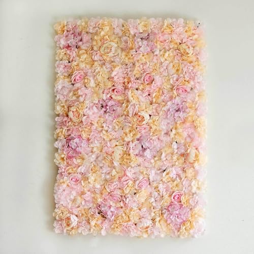 Product: Efavormart 13 Sq ft. | 4 Panels UV Protected Lifelike Assorted Silk Flower Wall Mats Panel Photo Booth Garden - Pink | Champagne