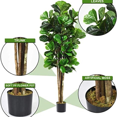 Product: FANTASK 6FT Artificial Fake Fig Tree Greenery Plants in Nursery Pot, Decorative Indoor & Outdoor Fiddle Leaf Trees for Home Office Lobby