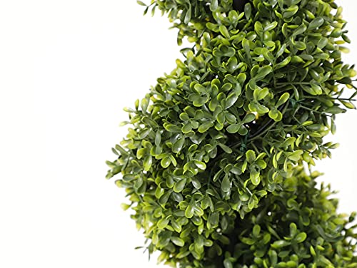 Product: 35 Inch Artificial Boxwood Topiary Tree Spiral Plants Fake Faux Plant Decor in Plastic Pot Green Indoor or Outdoor, Set of 2