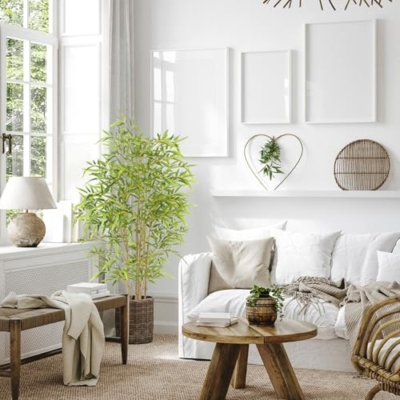 Product: GarveeHome 4FT Green Artificial Bamboo Tree for Home Decor - Lifelike Leaves with Real Trunk, Bamboo Plants in Pot - 1 Pack