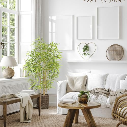 Product: GarveeHome 4FT Green Artificial Bamboo Tree for Home Decor - Lifelike Leaves with Real Trunk, Bamboo Plants in Pot - 1 Pack